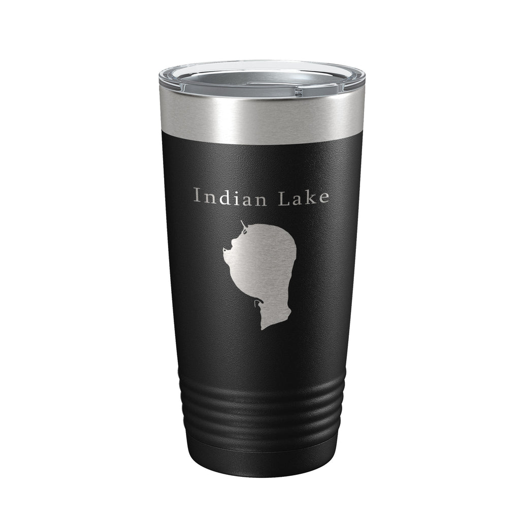 Indian Lake Map Tumbler Travel Mug Insulated Laser Engraved Coffee Cup Silver Creek Township Michigan 20 oz