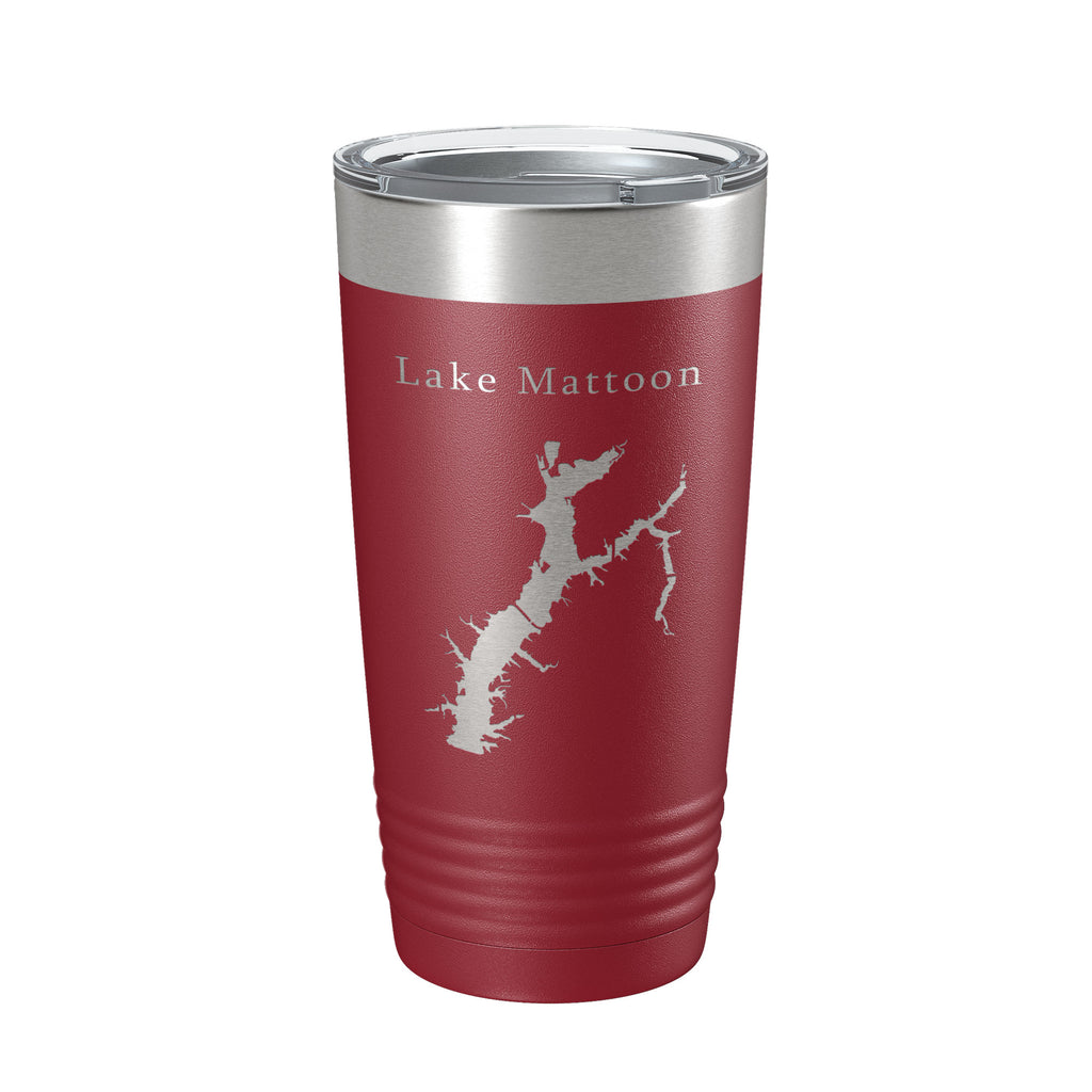 Lake Mattoon Map Tumbler Travel Mug Insulated Laser Engraved Coffee Cup Illinois 20 oz