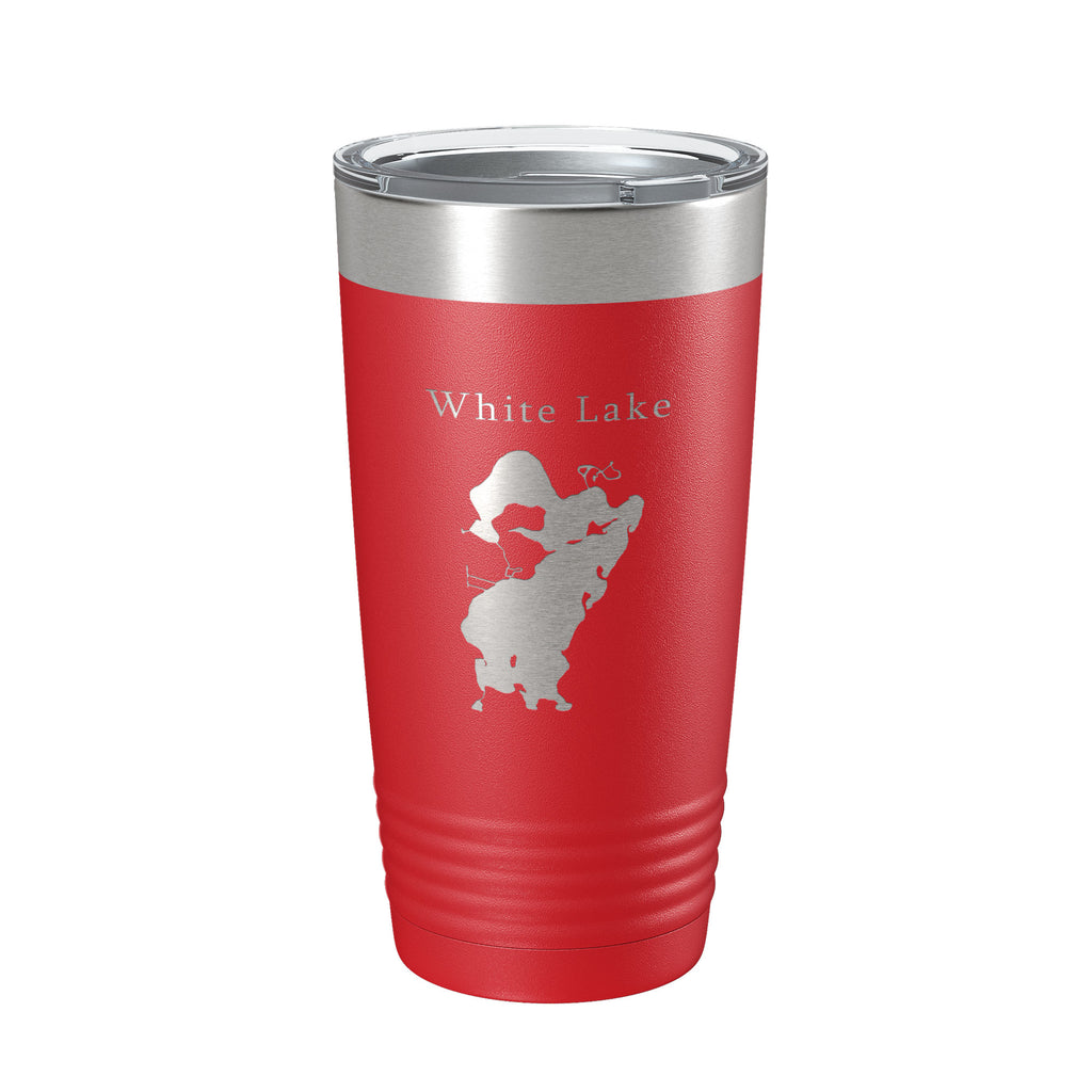 White Lake Map Tumbler Travel Mug Insulated Laser Engraved Coffee Cup Michigan 20 oz