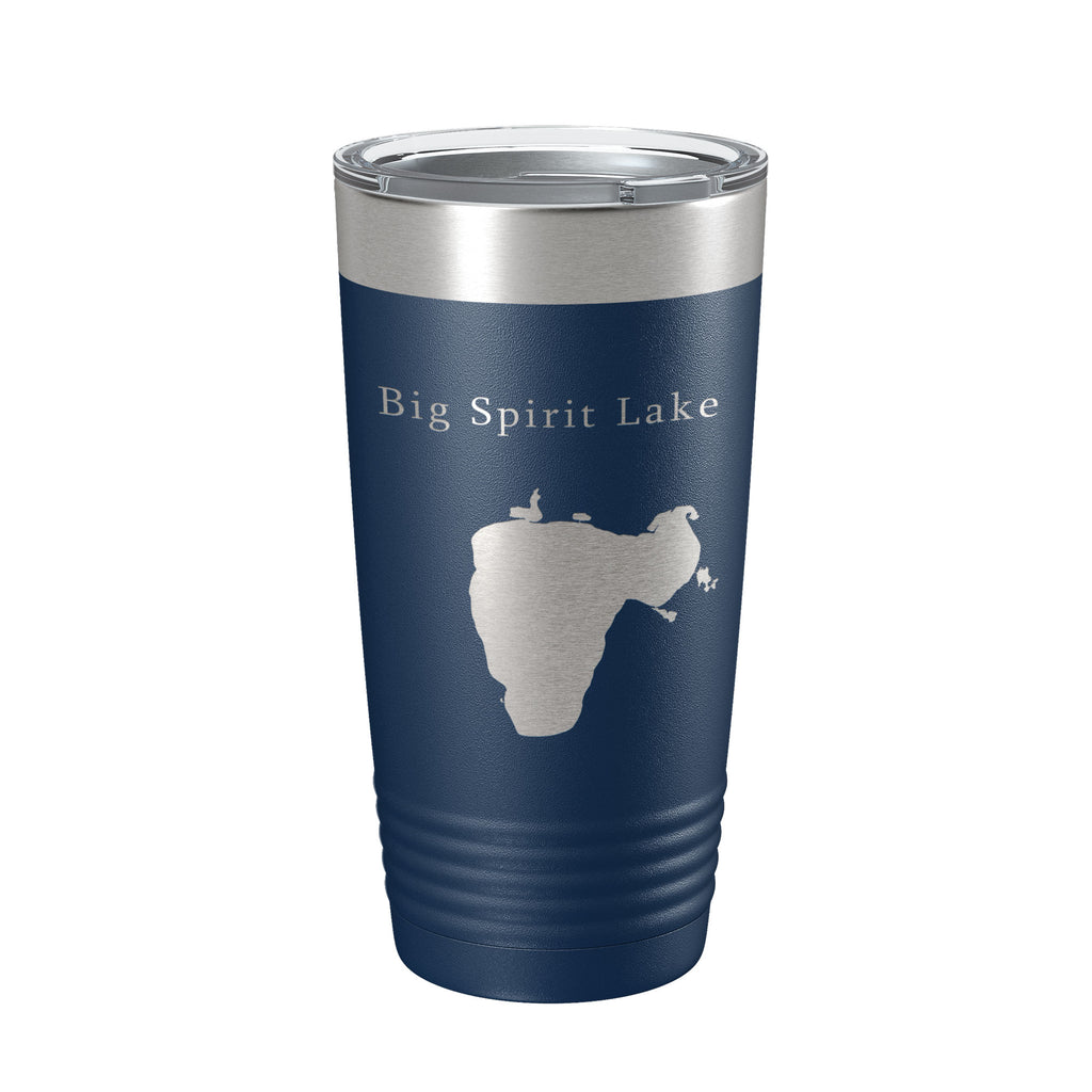 Big Spirit Lake Map Tumbler Travel Mug Insulated Laser Engraved Coffee Cup Iowa Minnesota 20 oz