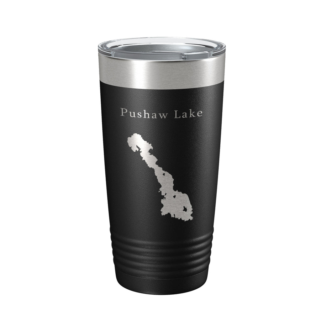 Pushaw Lake Map Tumbler Travel Mug Insulated Laser Engraved Coffee Cup Maine 20 oz