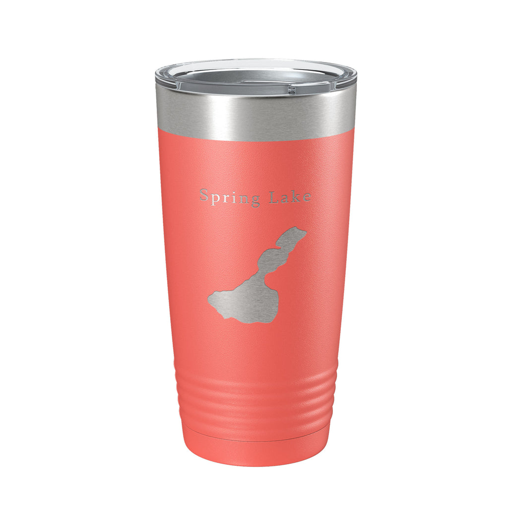 Spring Lake Map Tumbler Travel Mug Insulated Laser Engraved Coffee Cup Wisconsin Waukesha County Town of Mukwonago 20 oz