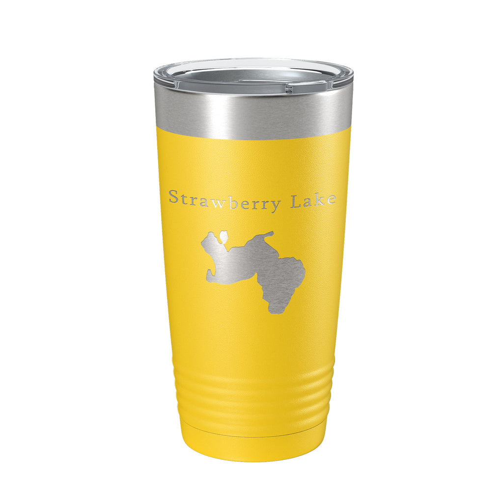 Strawberry Lake Map Tumbler Travel Mug Insulated Laser Engraved Coffee Cup Huron River Chain of Lakes Michigan 20 oz