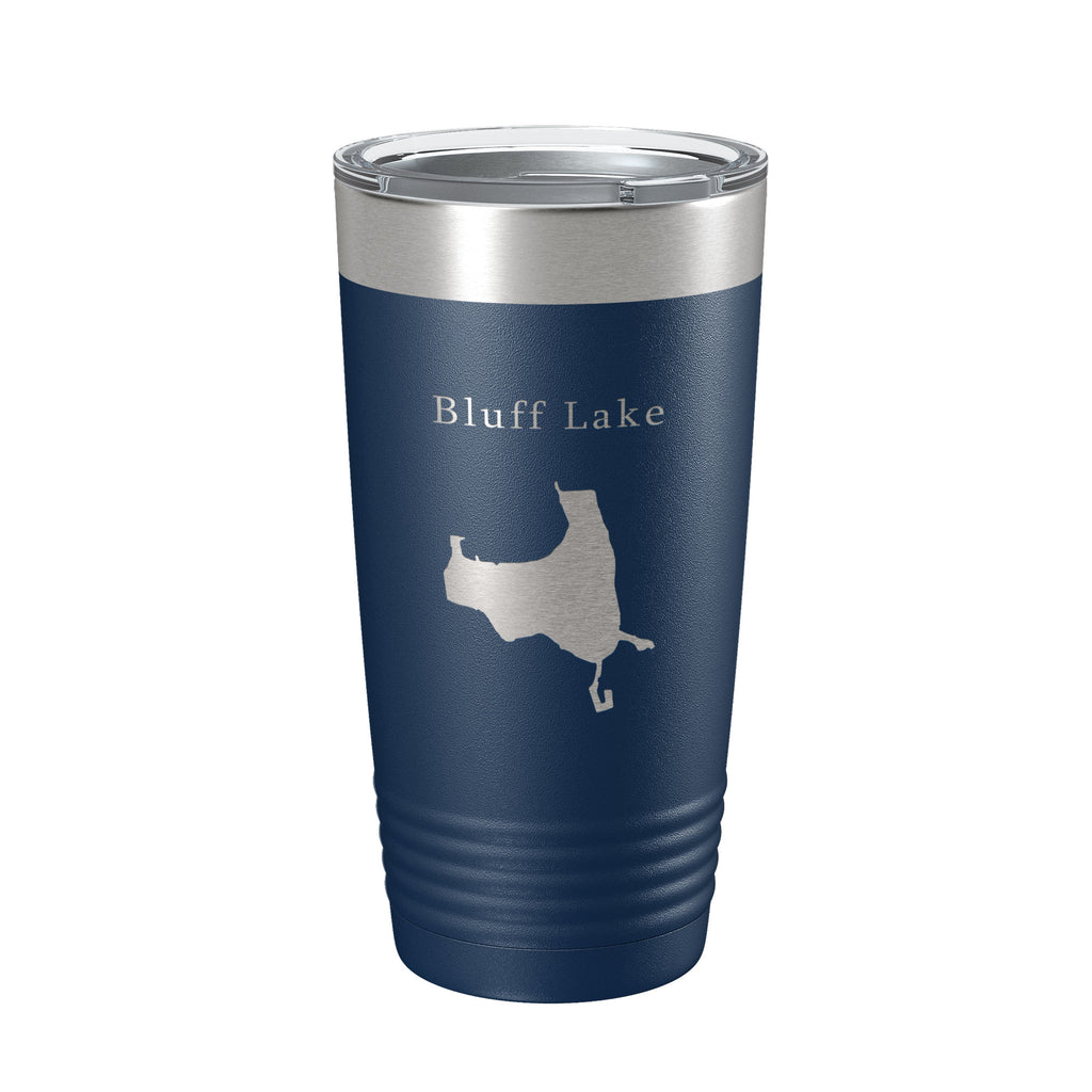Bluff Lake Map Tumbler Travel Mug Insulated Laser Engraved Coffee Cup Illinois 20 oz