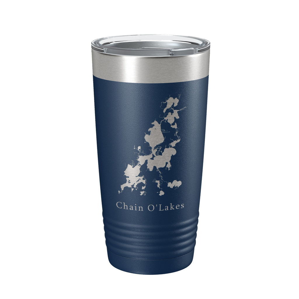 Fox River Chain O'Lakes Map Tumbler Travel Mug Insulated Laser Engraved Coffee Cup Illinois 20 oz