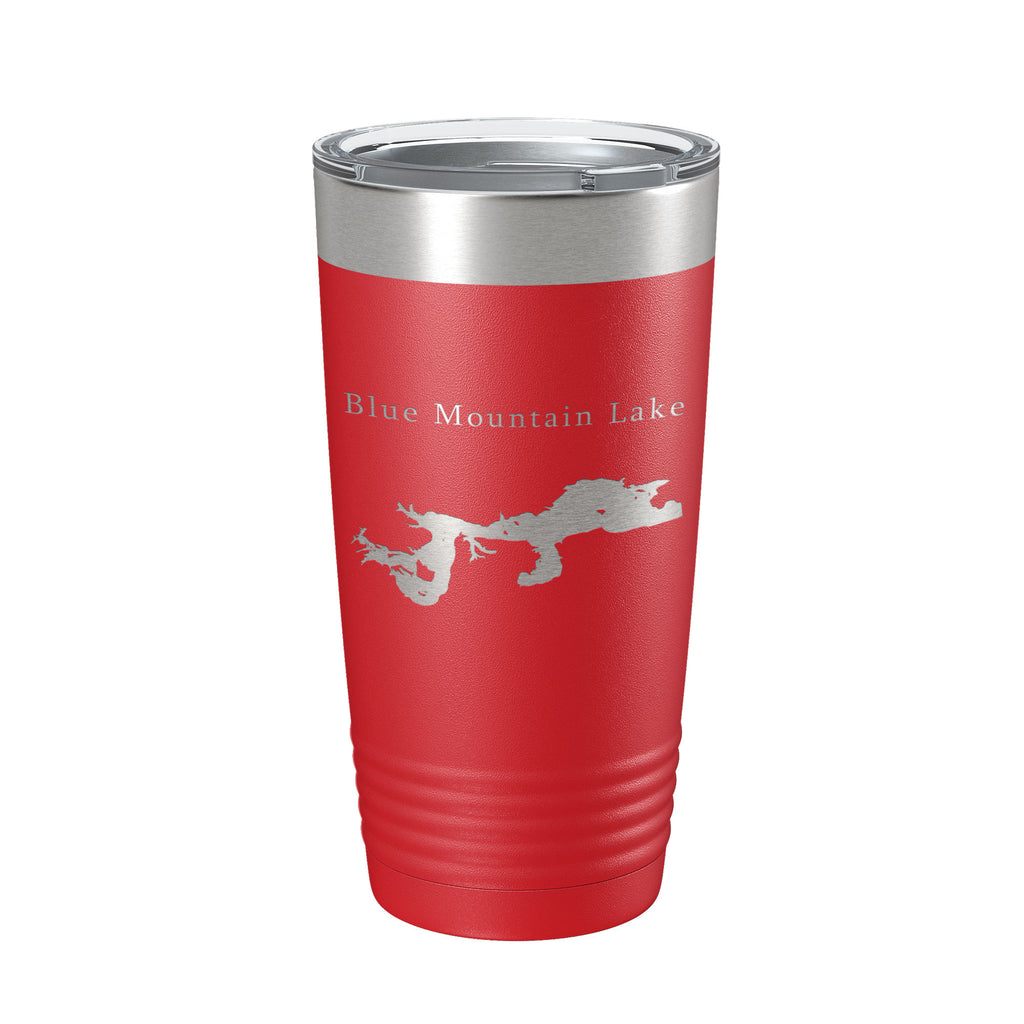 Blue Mountain Lake Map Tumbler Travel Mug Insulated Laser Engraved Coffee Cup Arkansas 20 oz