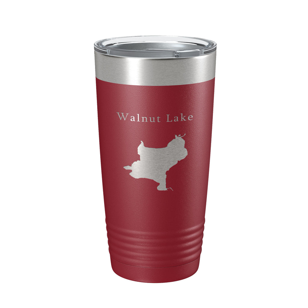 Walnut Lake Map Tumbler Travel Mug Insulated Laser Engraved Coffee Cup Michigan 20 oz