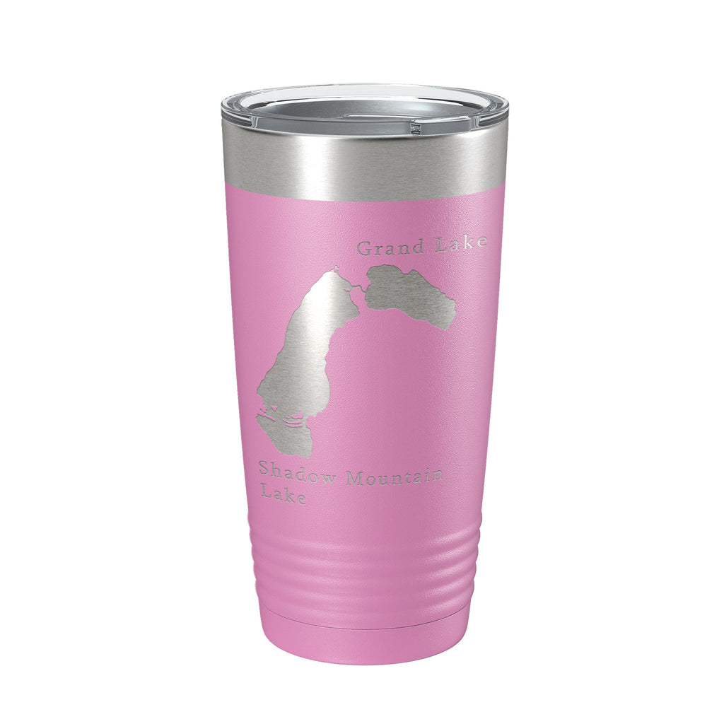 Shadow Mountain & Grand Lakes Map Tumbler Travel Mug Insulated Laser Engraved Coffee Cup Colorado 20 oz