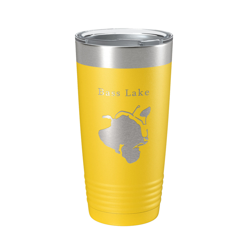 Bass Lake Map Tumbler Travel Mug Insulated Laser Engraved Coffee Cup Hamburg Township Huron River Chain of Lakes Michigan 20 oz