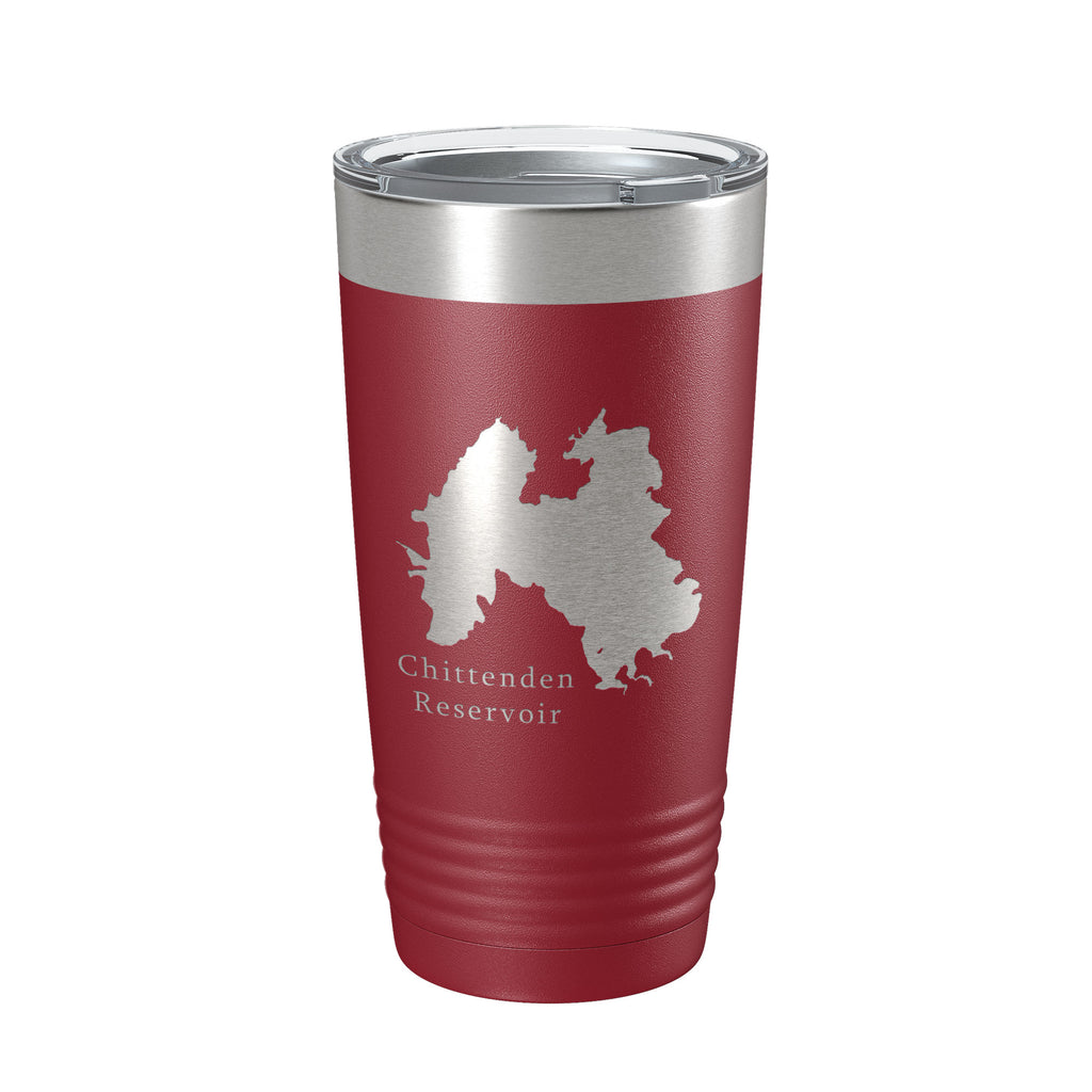 Chittenden Reservoir Tumbler Lake Map Travel Mug Insulated Laser Engraved Coffee Cup Vermont 20 oz