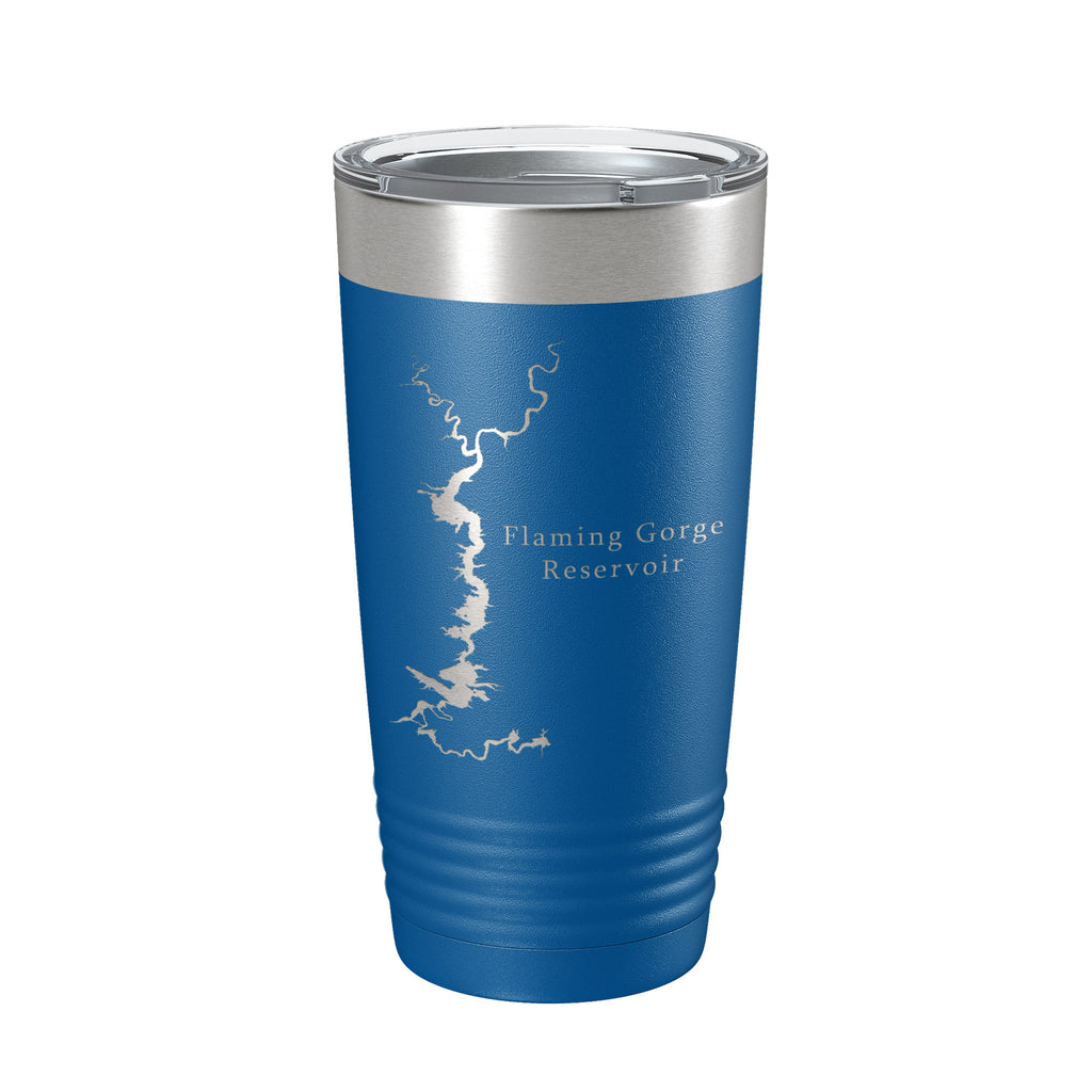 Flaming Gorge Reservoir Tumbler Lake Map Travel Mug Insulated Laser Engraved Coffee Cup Utah Wyoming 20 oz