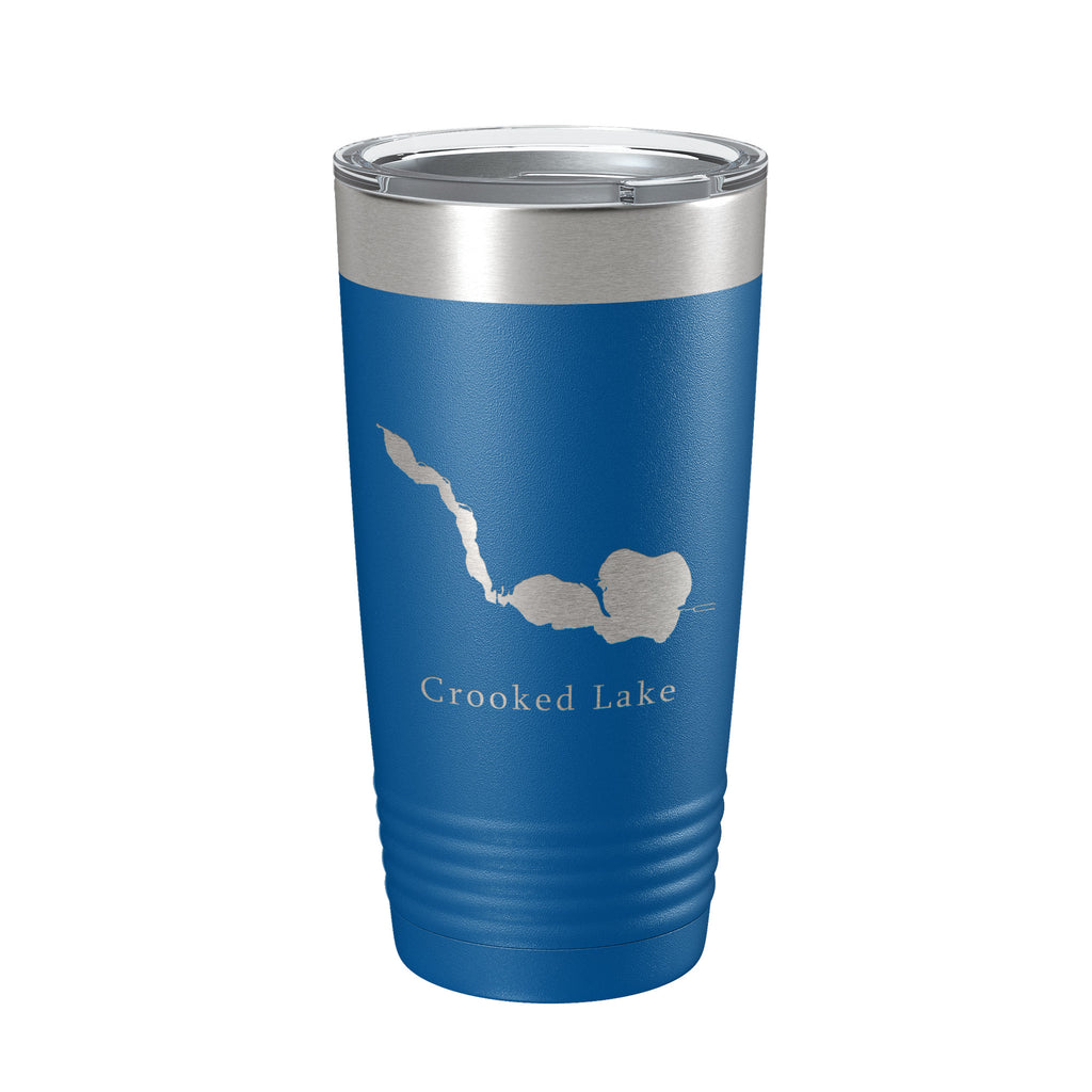 Crooked Lake Map Tumbler Travel Mug Insulated Laser Engraved Coffee Cup Indiana 20 oz