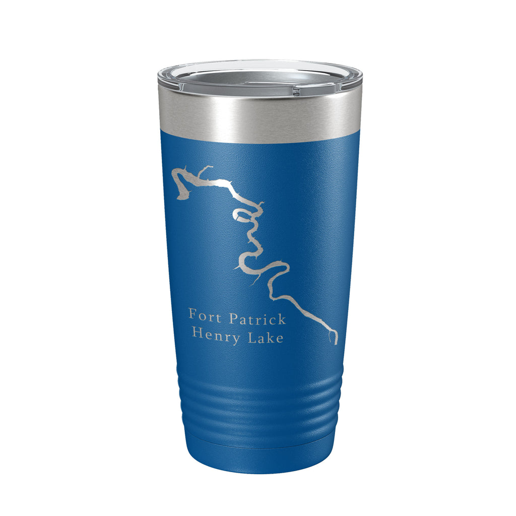 Fort Patrick Henry Lake Map Tumbler Travel Mug Insulated Laser Engraved Coffee Cup Tennessee 20 oz