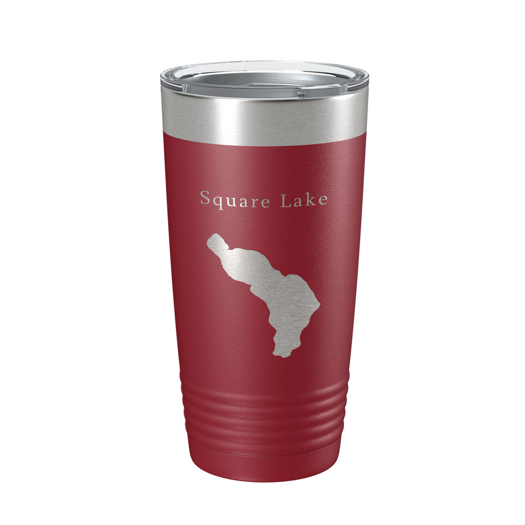 Square Lake Map Tumbler Travel Mug Insulated Laser Engraved Coffee Cup Maine 20 oz
