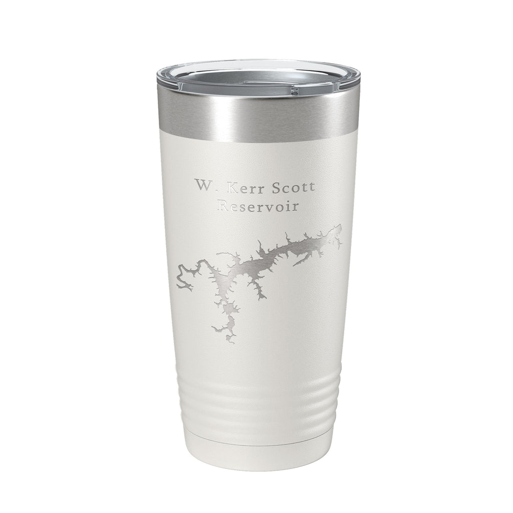 W. Kerr Scott Reservoir Tumbler Lake Map Travel Mug Insulated Laser Engraved Coffee Cup North Carolina 20 oz