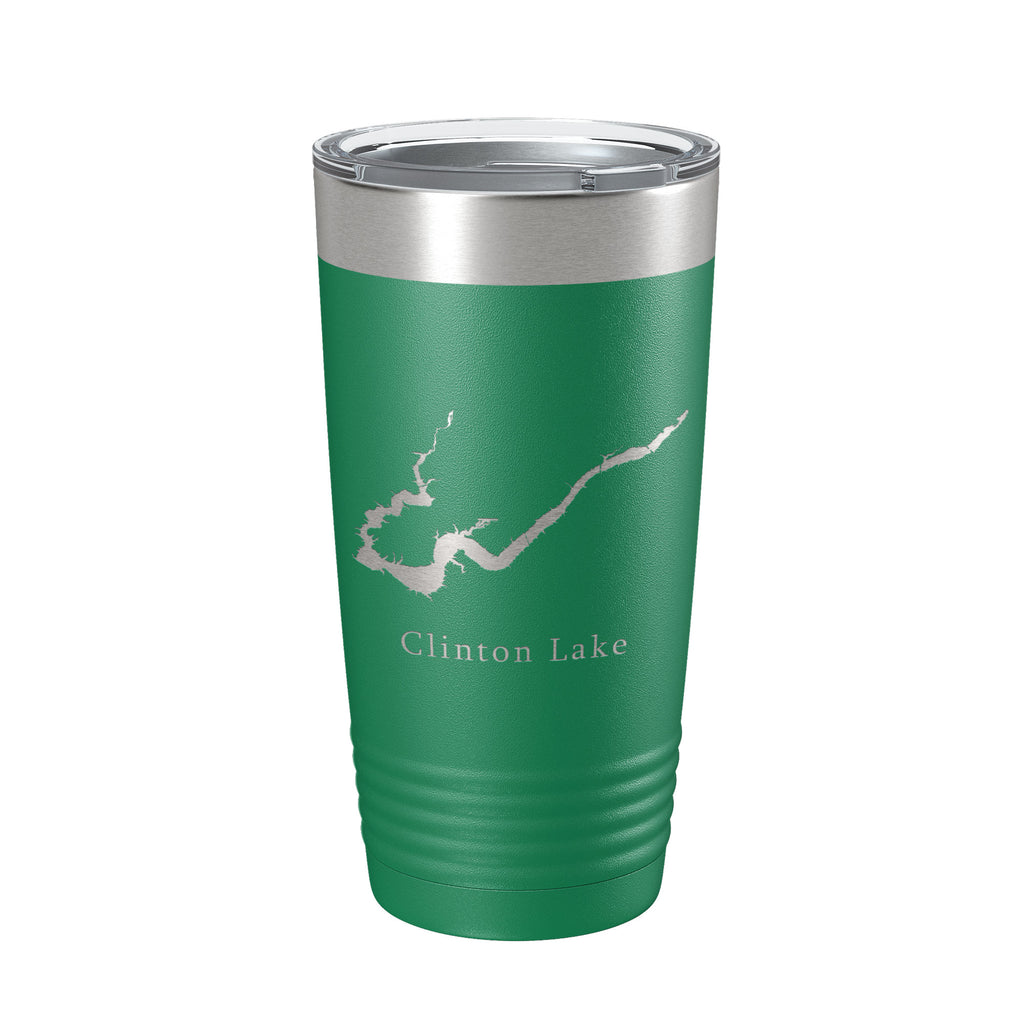 Clinton Lake Map Tumbler Travel Mug Insulated Laser Engraved Coffee Cup Illinois 20 oz