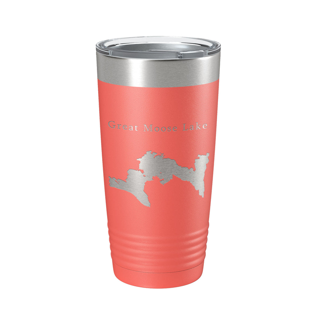 Great Moose Lake Map Tumbler Travel Mug Insulated Laser Engraved Coffee Cup Maine 20 oz