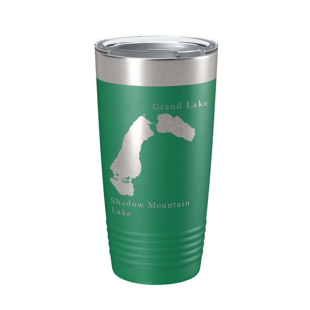 Shadow Mountain & Grand Lakes Map Tumbler Travel Mug Insulated Laser Engraved Coffee Cup Colorado 20 oz