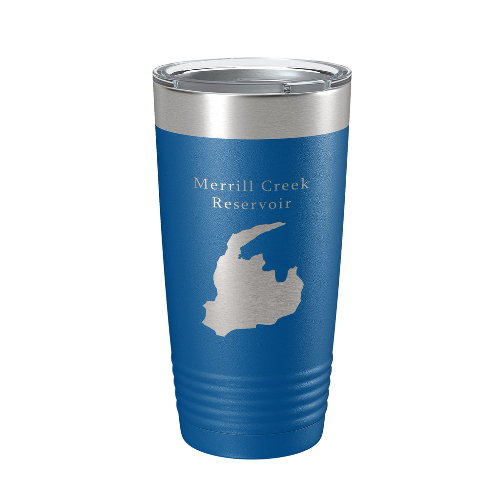 Merrill Creek Reservoir Tumbler Lake Map Travel Mug Insulated Laser Engraved Coffee Cup New Jersey 20 oz