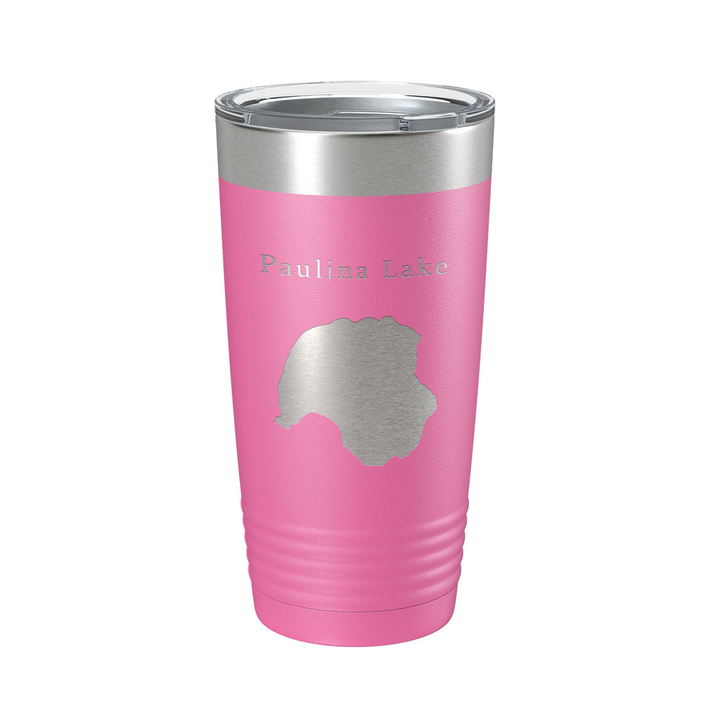 Paulina Lake Map Tumbler Travel Mug Insulated Laser Engraved Coffee Cup Oregon 20 oz