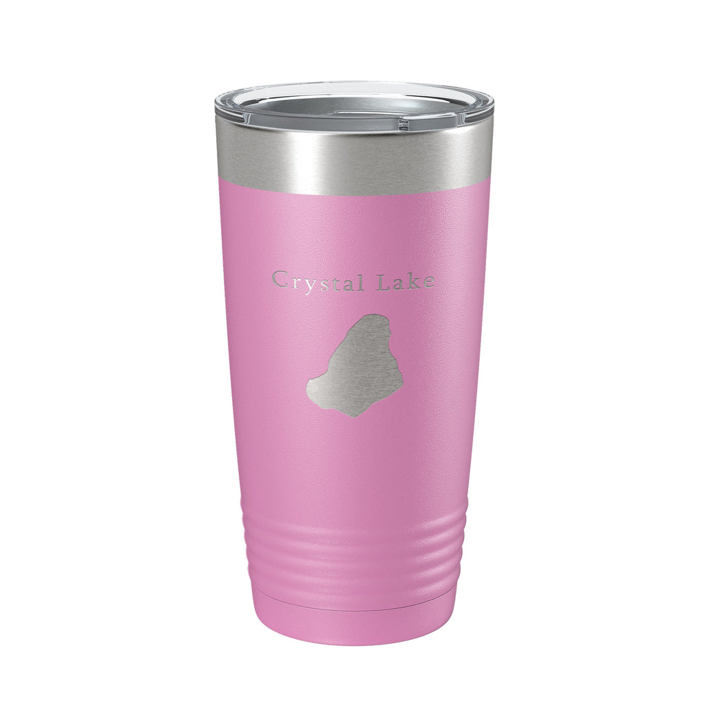 Crystal Lake Map Tumbler Travel Mug Insulated Laser Engraved Coffee Cup Massachusetts 20 oz