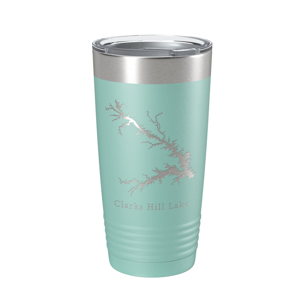 Clarks Hill Lake Map Tumbler Travel Mug Insulated Laser Engraved Coffee Cup J. Strom Thurmond Reservoir GA SC 20 oz