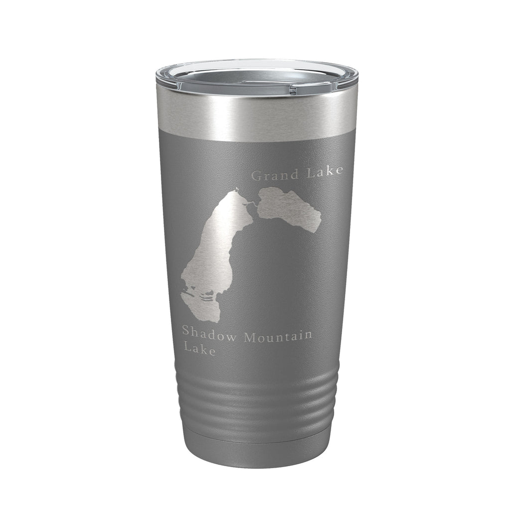 Shadow Mountain & Grand Lakes Map Tumbler Travel Mug Insulated Laser Engraved Coffee Cup Colorado 20 oz