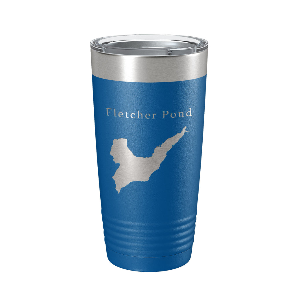Fletcher Pond Tumbler Lake Map Travel Mug Insulated Laser Engraved Coffee Cup Michigan 20 oz