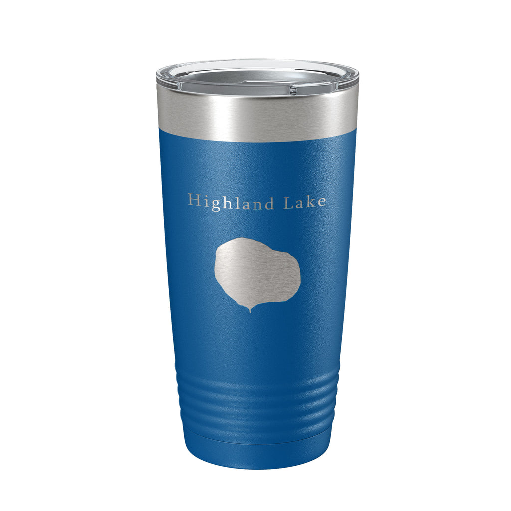 Highland Lake Map Tumbler Travel Mug Insulated Laser Engraved Coffee Cup Illinois 20 oz