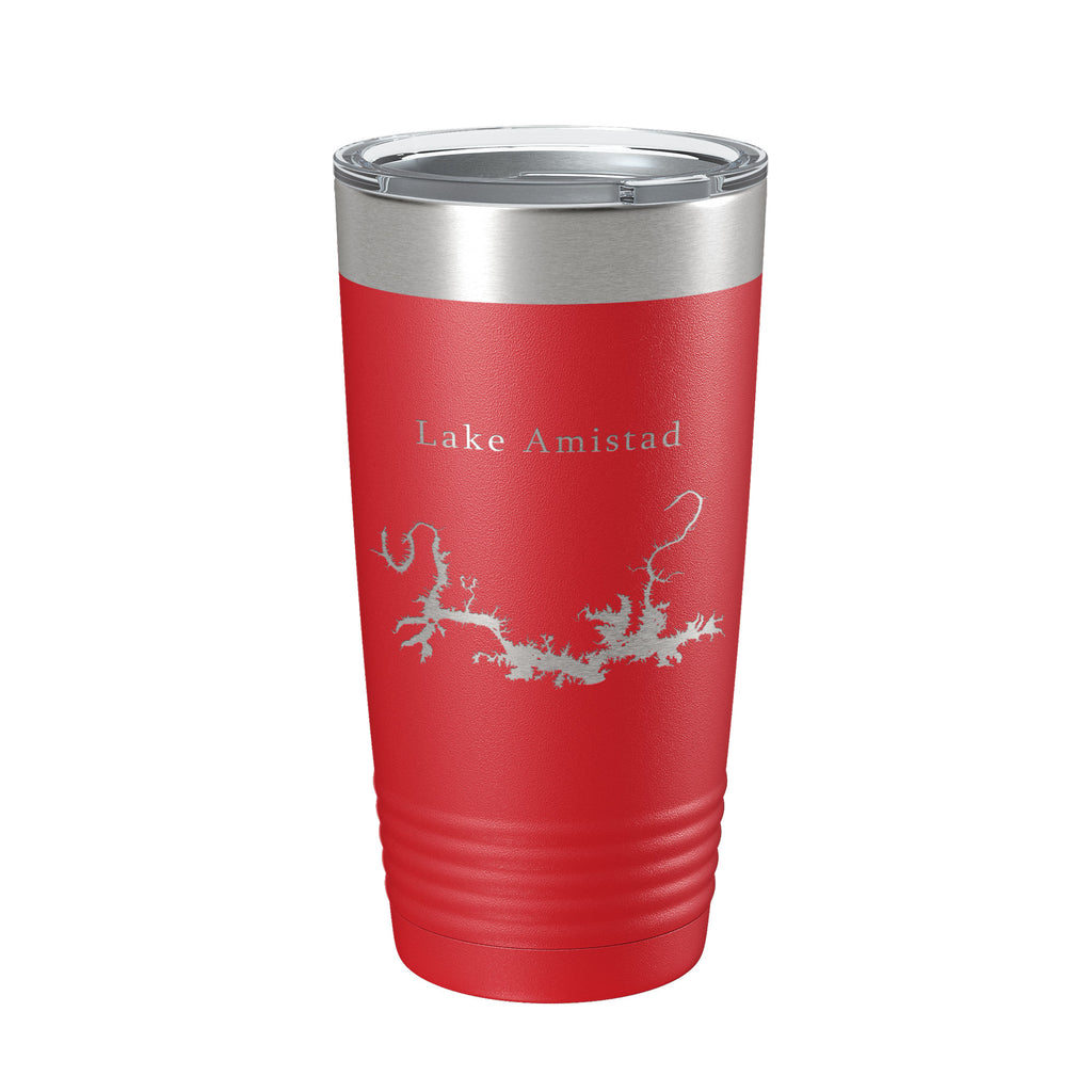 Lake Amistad Reservoir Map Tumbler Travel Mug Insulated Laser Engraved Coffee Cup Texas 20 oz