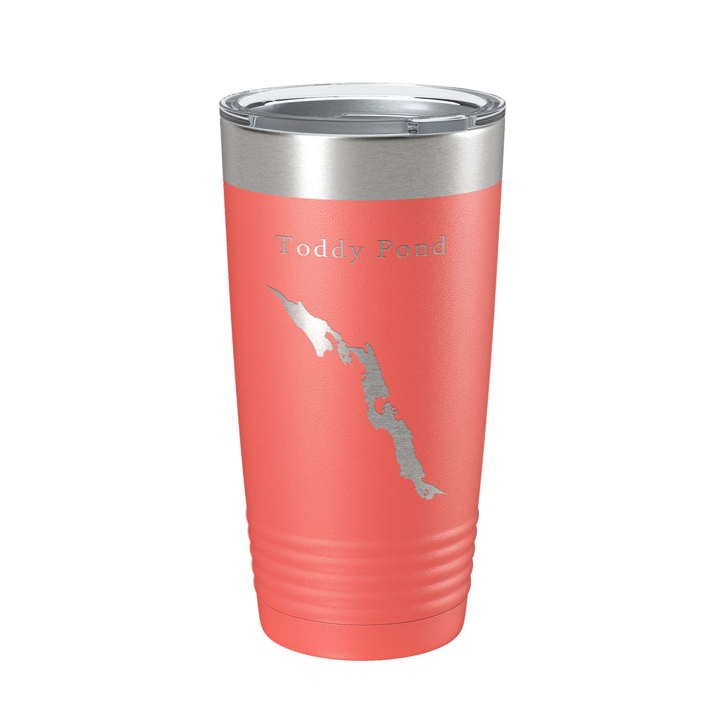 Toddy Pond Tumbler Lake Map Travel Mug Insulated Laser Engraved Coffee Cup Maine 20 oz
