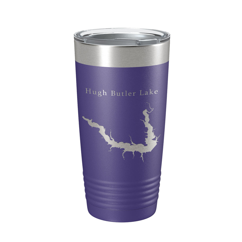 Hugh Butler Lake Map Tumbler Travel Mug Insulated Laser Engraved Coffee Cup Red Willow Reservoir Nebraska 20 oz