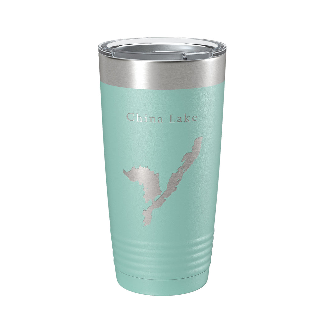 China Lake Map Tumbler Travel Mug Insulated Laser Engraved Coffee Cup Maine 20 oz