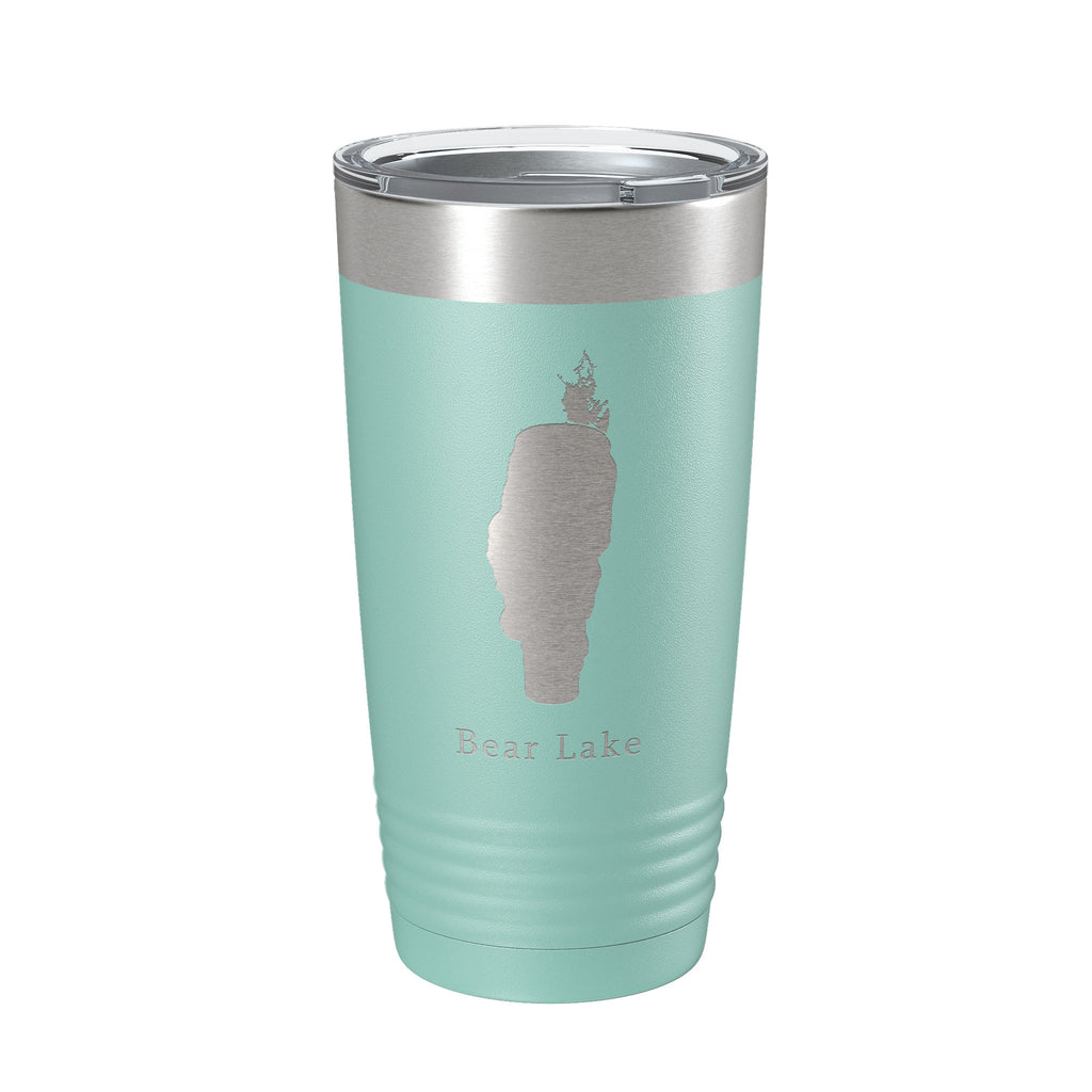 Bear & Mud Lakes Map Tumbler Travel Mug Insulated Laser Engraved Coffee Cup Idaho 20 oz