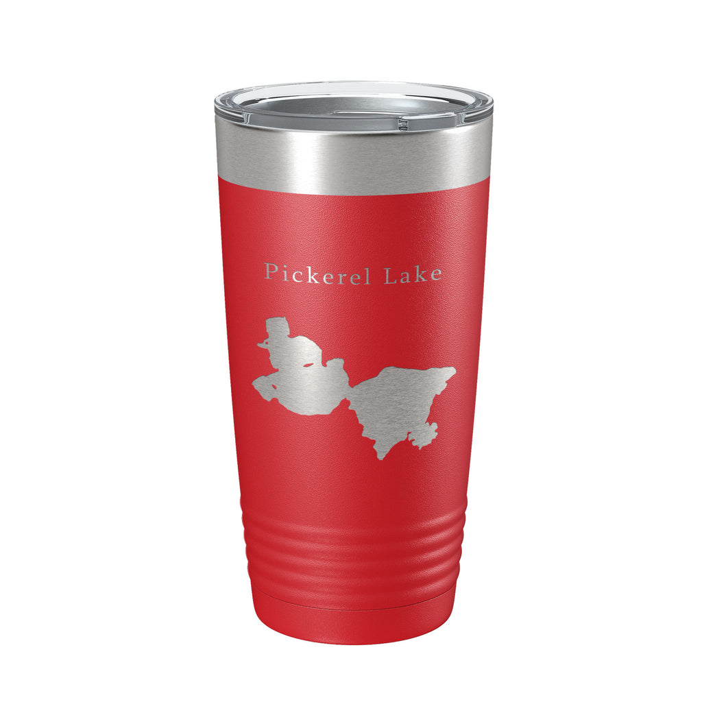 Pickerel Lake Map Tumbler Travel Mug Insulated Laser Engraved Coffee Cup Wisconsin 20 oz