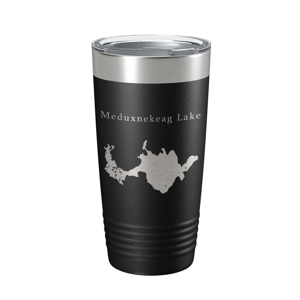 Meduxnekeag Lake Map Tumbler Travel Mug Insulated Laser Engraved Coffee Cup Maine 20 oz