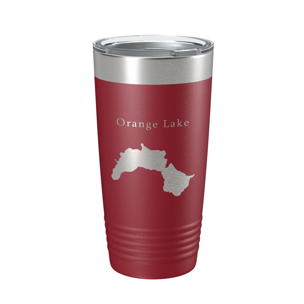 Orange Lake Map Tumbler Travel Mug Insulated Laser Engraved Coffee Cup Maine 20 oz