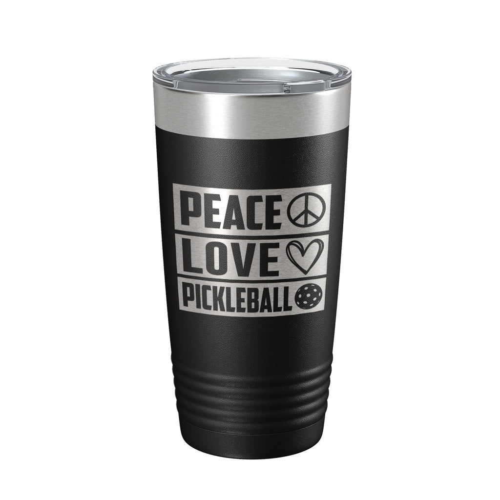 Peace Love Pickleball Tumbler Travel Mug Insulated Laser Engraved Coffee Cup Pickle Ball Gift 20 oz