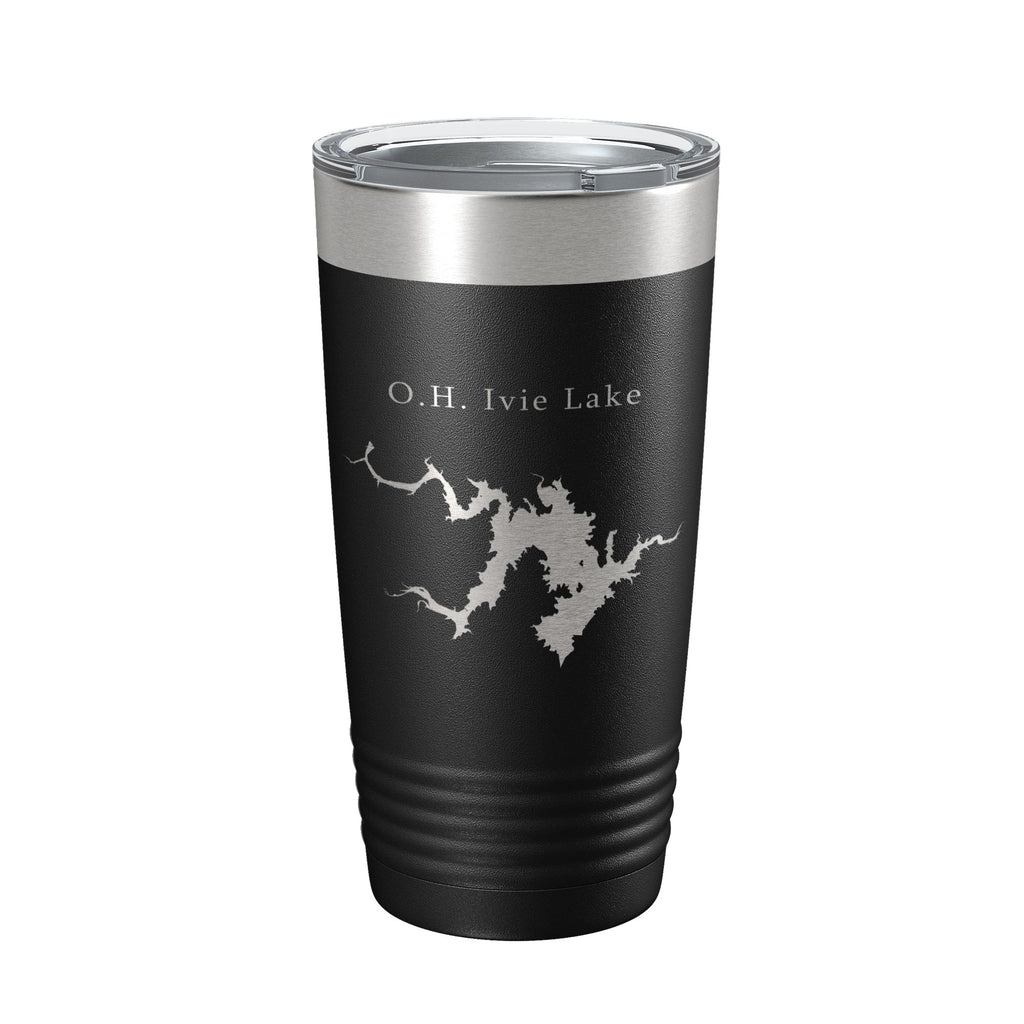O.H. Ivie Lake Stacy Reservoir Map Tumbler Travel Mug Insulated Laser Engraved Coffee Cup Texas 20 oz