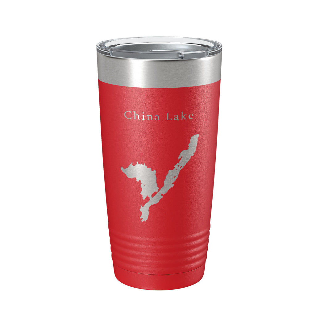 China Lake Map Tumbler Travel Mug Insulated Laser Engraved Coffee Cup Maine 20 oz