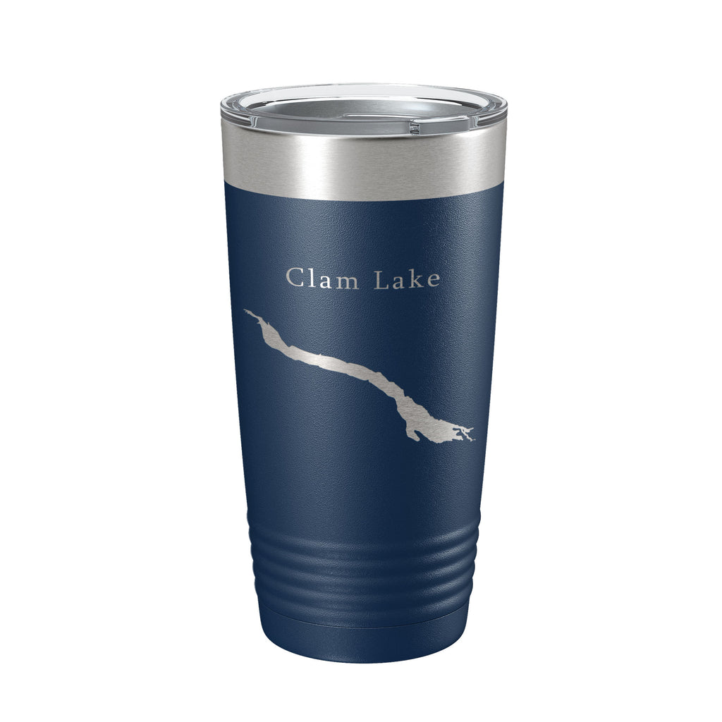 Clam Lake Map Tumbler Travel Mug Insulated Laser Engraved Coffee Cup Michigan 20 oz