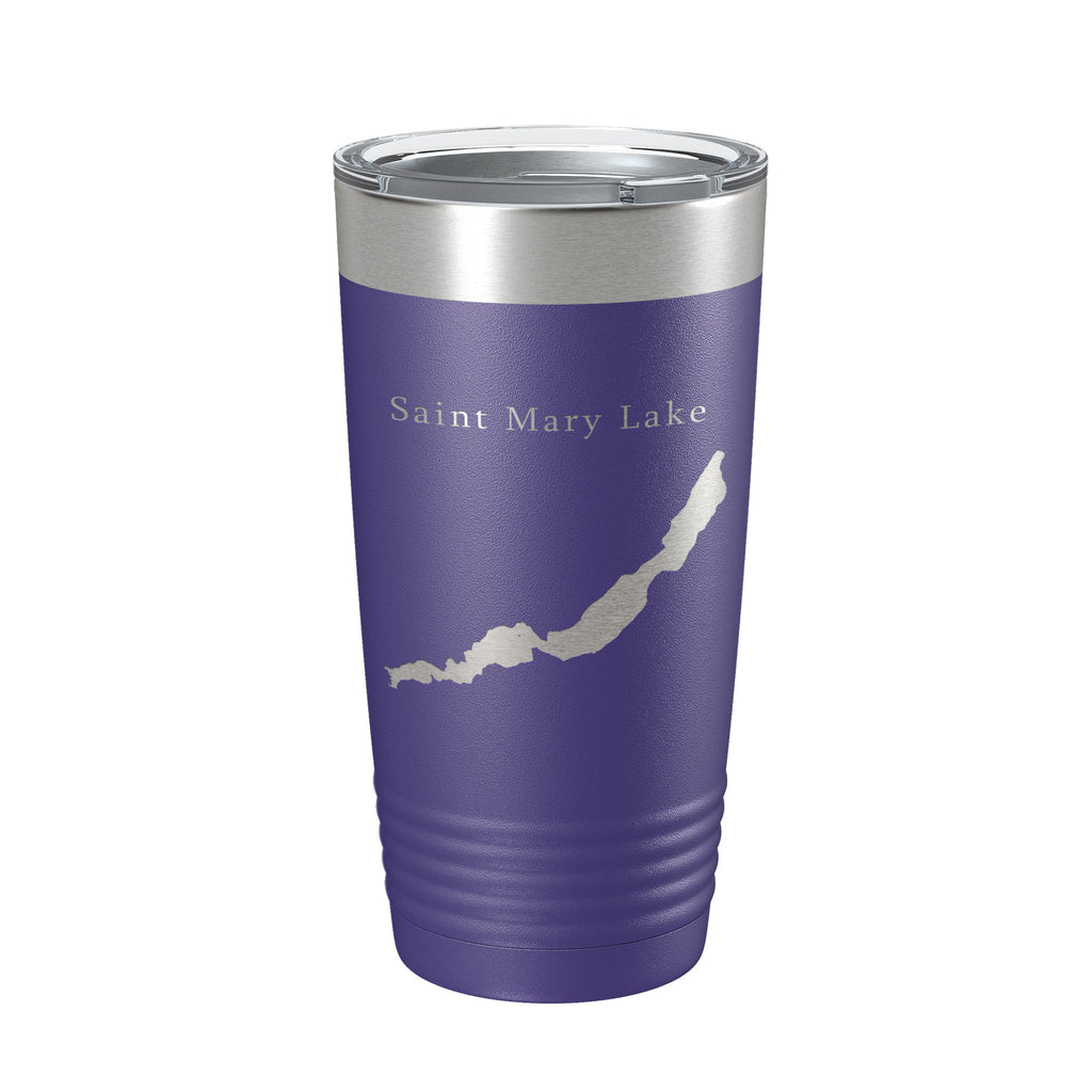 Saint Mary Lake Map Tumbler Travel Mug Insulated Laser Engraved Coffee Cup Glacier National Park Montana 20 oz