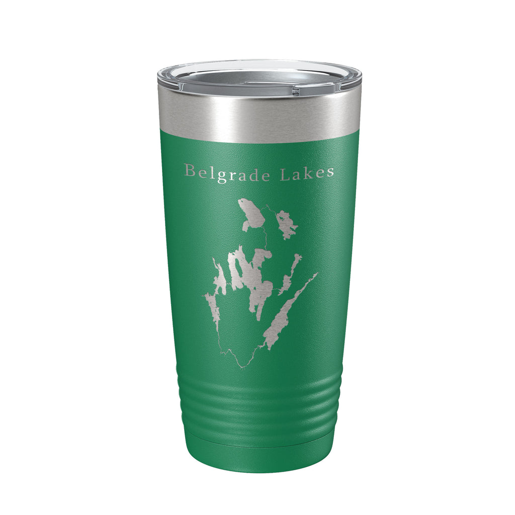 Belgrade Lakes Map Tumbler Travel Mug Insulated Laser Engraved Coffee Cup Maine 20 oz