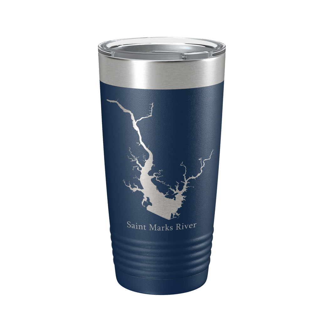 St. Marks River FL Map Tumbler Travel Mug Insulated Laser Engraved Coffee Cup Apalachee Bay Florida Saint 20 oz