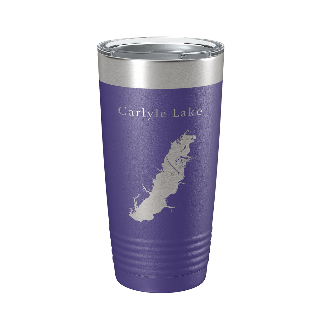 Carlyle Lake Map Tumbler Travel Mug Insulated Laser Engraved Coffee Cup Illinois 20 oz