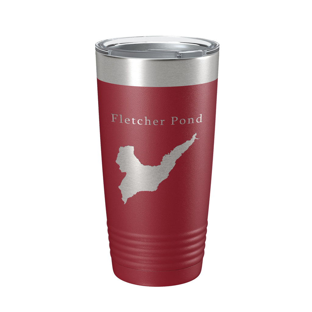 Fletcher Pond Tumbler Lake Map Travel Mug Insulated Laser Engraved Coffee Cup Michigan 20 oz