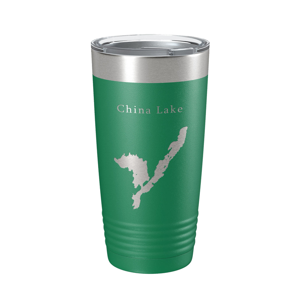 China Lake Map Tumbler Travel Mug Insulated Laser Engraved Coffee Cup Maine 20 oz