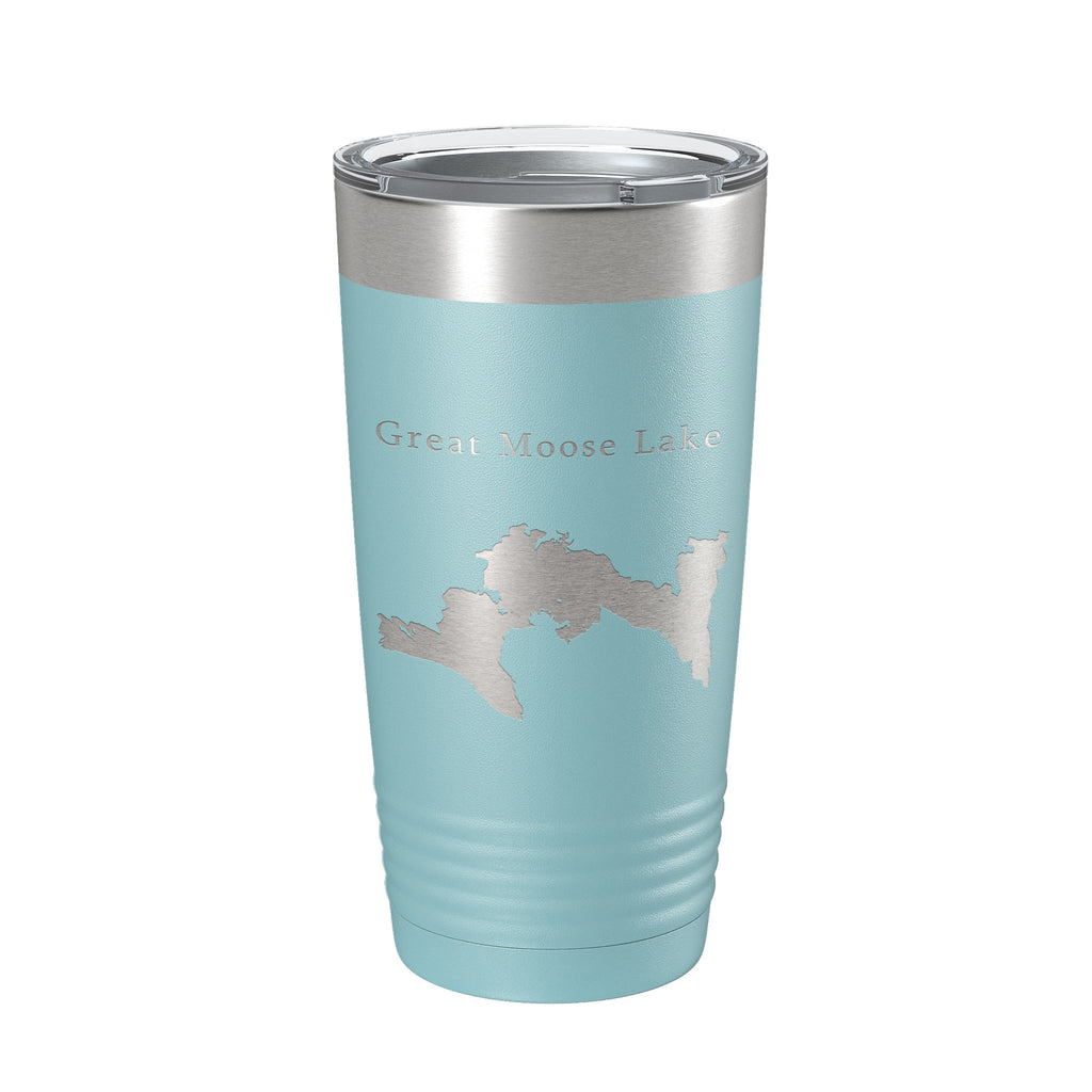 Great Moose Lake Map Tumbler Travel Mug Insulated Laser Engraved Coffee Cup Maine 20 oz