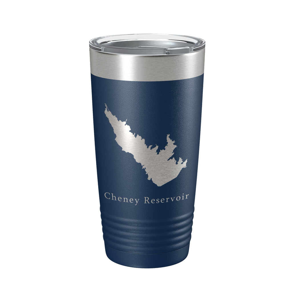 Cheney Reservoir Tumbler Lake Map Travel Mug Insulated Laser Engraved Coffee Cup Kansas 20 oz