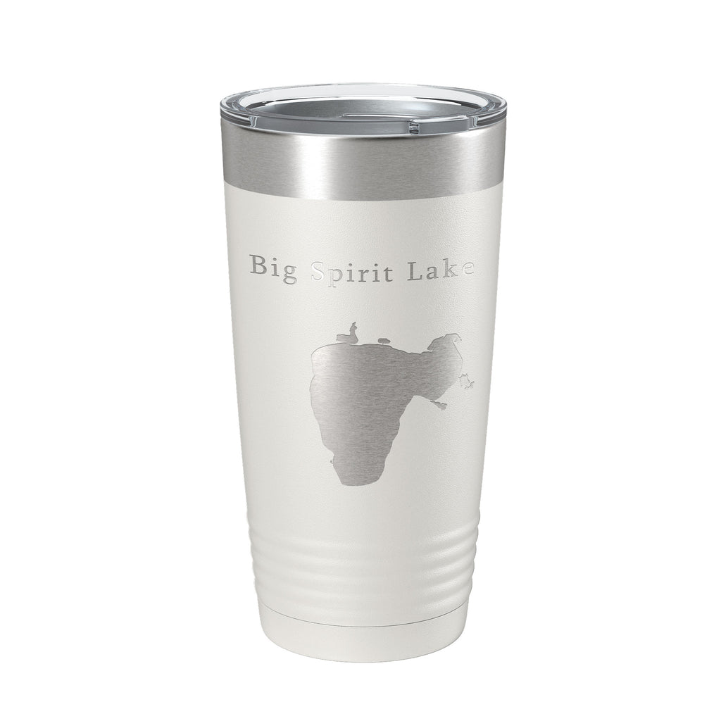 Big Spirit Lake Map Tumbler Travel Mug Insulated Laser Engraved Coffee Cup Iowa Minnesota 20 oz
